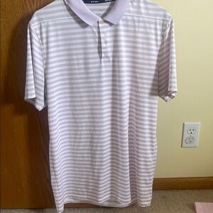 Nike White and Purple Polo Shirt with Stripes